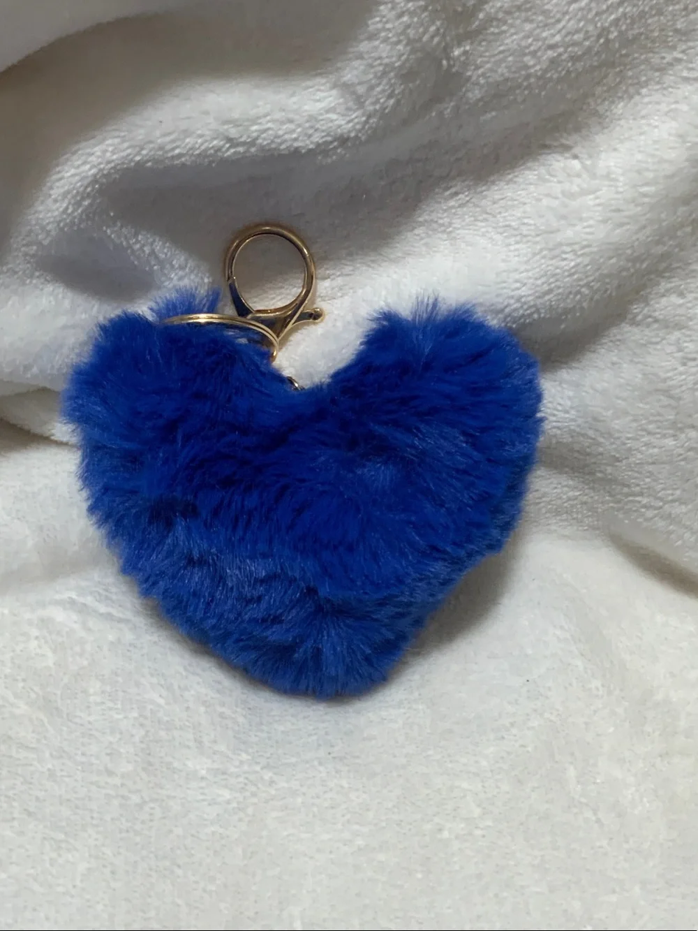 Blue Heart Faux Fur Keychain Charm - Women Accessories